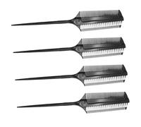 4 Pièces Peigne à huile à poils courts brosses à teinter les cheveux brosse à cheveux pour une queue de cheval élégante peigne coiffant multifonctionnel Plastique Black FRCOLOR