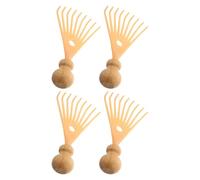 4 Pièces Peigne Antipelliculaire Mini Manuel en Bambou PP Beige | Usage Manuel, Format Léger Solide, Voyage et Étude, pour Peaux Sensibles et Agendas Chargés