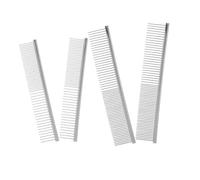 4 Pièces Peigne de Toilettage pour Chien et Chat à Dents Arrondies | Dents Fines et Larges, Format 18, 60x3, 30x0, 50cm, Argenté, Usage Quotidien et Finition