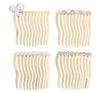 4 Pièces Peigne Latéral à Cheveux en Métal, Style Perlé | Surface Lisse, sans Électricité Statique, Effet Anti Frisottis, Multi Fonction