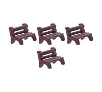 4 Pièces Petit Banc de Parc Miniature Décoratif en ABS Marron | Maison de Poupée, Scène de Jardin Féerique, Finitions Détaillées, Faible Encombrement, pour Village Miniature
