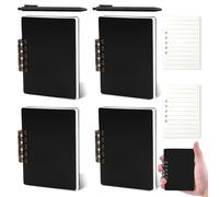 4 Pièces Petit Carnet de Notes de Poche A7, Cahier Spirale Mini Bloc Note 160 Pages avec 2 Recharges Vierges et 2 Stylos, Amovible Carnet de Voyage Carnet de Poche pour École Bureau Travail (Noir)