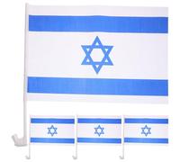 4 Pièces Petit Drapeau D’israël pour Voiture 30x45cm en Polyester | Montage sur Miroir ou Vitre, Lavable et Portable, Impressions Nettes, Couleurs Intenses, pour Parades