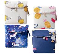 4 Pièces Petit Paquet de Rangement pour Serviettes Hygiéniques | Tissu Coton, Design Simple et Mode, Format Pratique pour Femmes, Usage Quotidien et Voyage