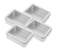 4 Pièces Petite Boîte Rectangulaire en Métal avec Couvercle Transparent | Rangement Élégant pour Sachets de Thé, Clés ou Petits Objets, Format Pratique pour Bureau, Armoire et Présentation