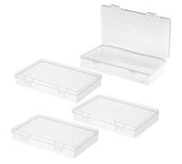 4 Pièces Petite Boîtes de Rangement Rectangulaires en Plastique Transparent | avec Couvercle, 14,5 × 8,8 × 3 CM Boite Transparente avec Double Boucle, pour Perles, Bijoux, Artisanat, Petits Objets