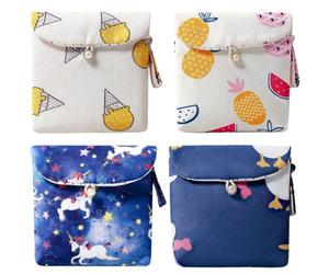 4 Pièces Petite Pochette pour Serviette Hygiénique en Coton | Format Léger, Design Mode Discret, Rangement D'objets Petits au Quotidien