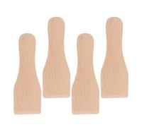 4 Pièces Petite Spatule en Bois Robuste pour Pizza et Crème | Ustensile Polyvalent, Surface Résistante, Nettoyage Facile, Finition Kaki, pour Mélange et Service