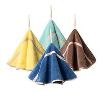 4 pièces petites serviettes à main, essuie-mains suspendus avec boucle de suspension absorbante en polaire corail pour salle de bain, serviette en polaire corail, torchon cuisine, torchon pro
