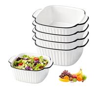 4 Pièces Petits Plats de Cuisson Carrés en Céramique 400ML, 14.3cm Céramique Plats Four avec Poignées, Résistants à la Chaleur, Compatibles Friteuse à Air, Four, Micro-ondes et Lave-vaisselle