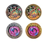 4 Pièces Pièce De L'année du Serpent, Pièce De Monnaie du Nouvel an Chinois, Pièce Souvenir Délicate Petite Pièce De Collection, Fengshui Chinois Et Pièce d'or Porte-Bonheur, Cadeaux De Festival