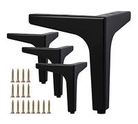 4 Pièces Pieds De Lit, La Vane Pieds De Table En Métal Avec Vis & Protecture De Plancher Pour DIY Meuble Sofa Fauteuil Canapé Chaise 4 Inch Noir