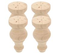 4 Pièces Pieds de Table Bois Massif, Style Moderne | Bois Dur Non Traité, Forme Tournée Élégante, Base Stable, pour Rénovation Meuble et Rangement sous Lit