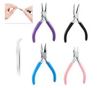 4 Pièces Pince à Bijoux Creation - Set de Pinces à Bec Long et Becs de Chaîne avec Coupe-fil et Pince à Épiler pour la Réparation