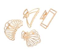 4 Pièces Pince à Cheveux Banane Style Français Chic | Finition Métallique Brillante, Maintien Stable Toute la Journée, pour Cheveux Épais ou Fins, Mariages et Fêtes
