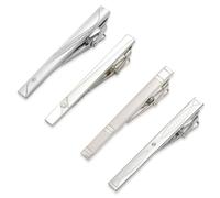 4 Pièces Pince à Cravate Homme,Pince à Cravate Classique en Cuivre,Épingle à Cravate Slim pour Mariage,Affaires,Travail,Vie Quotidienne,Cadeau Homme Élégant(Argent)