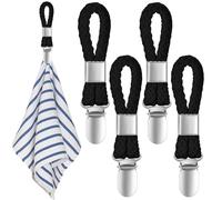 4 Pièces Pince à Serviette, Accroche Torchon, Crochet Torchon Porte Serviette Salle de Bain, Clips Porte-Torchon Placards Serviettes Suspendues (Noir)