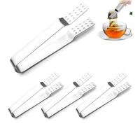 4 Pièces Pince à Sucre En Acier Inoxydable, Pinces à Sachets de Thé, Mini Sucre Clip, Acier inoxydable Anti Brûlure Durable Pince à Presser Les Sachets de Thé pour cuisine, Outils de Bar (Argent)