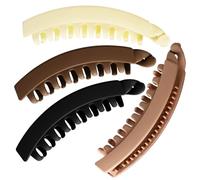 4 Pièces Pince Banane à Cheveux Antidérapante, Plastique, Élégante, | Format Long et Fin, Surface Mate Arrondie, Douce pour Cheveux Moyens et Fins, Usage Salon
