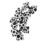 4 Pièces Pinces à Cheveux Nœud Motif Vache Noir Blanc pour Bébés | Tissu Léger, Pince Crocodile Solide, Confort Doux, pour Tout-petits, Anniversaires et Jeu Extérieur