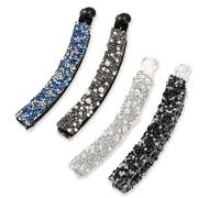 4 Pièces Pinces À Cheveux Tendance Pour Femmes, Pinces À Cheveux En Perles De Strass, Pinces Banane À Paillettes, Accessoires De Cheveux À Paillettes Pour Filles