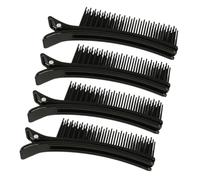 4 Pièces Pinces de Séparation Cheveux Peigne Intégré | Plastique et Résine Noirs, Maintien Précis des Mèches, pour Frange, Salon, Coiffeur ou Station de Beauté à Style Aléatoire