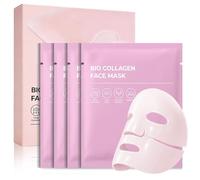 4 Pièces Pink Collagen Jelly Gel Mask, Masque Visage au Collagène,Améliore L'élasticité de la peau Masque, Masques visages Soins, Hydratant et Nourrissant l'Apaisement