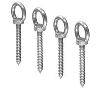 4 Pièces Piton à Visser, Crochets à Œillets Robustes Crochet vis Piton Inox, Boulons à Oeil M10 x 80mm Vis à Anneaux, pour Hamacs, Chaises à Bascule Balançoire，Chaises Suspendues, Stores, Argenté