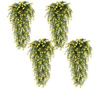 4 Pièces Plantes Artificielles Interieur Fleur Artificielle Decoration | Maison Déco Chambre Eucalyptus Camélia pour Célébration Cuisine Jardin Intérieur Décoration Extérieure (Jaune)