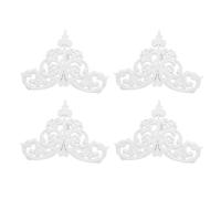 4 Pièces Plaque Décorative de Plafond Style Français Vintage | Ps Blanc, Finition Faux Plâtre en Relief, Motif Floral, pour Plafonnier et Spots Encastrés