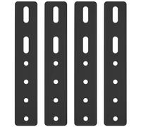 4 Pièces Plaques Perforées, Equerre Metal Perforées, Platine Plaques d'Assemblage Perforée Plates, Plaque Perforée avec 4 Trous et 2 Fente, Connecteur de Réparation de bois, Noir, 200 x 36 x 3 mm