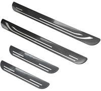 4 Pièces Plaques Plinthes en Acier Inoxydable pour VW Tiguan R-Line 2019-2023, Protection Seuil Porte Voiture, Antirayures Antidirty Plinthes Pédale,Carbon Fiber