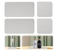 4 Pièces Plateau en Pierre Absorbant l'eau pour évier, Plateau Pierre Absorbante Evier, Dessous de Verre Diatomite, Absorbant Et Séchage Rapide pour Savon à Main, gobelets, Bouteilles (Blanc)