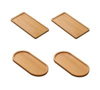 4 Pièces Plateaux Ovales Plateau en Bambou Rectangulaire, Petit Plateau Decoratif Assiette Bambou de Stockage Service Bois, Mini Rangement 17.5 * 8.9cm, 2 Formes pour Nourriture, Tasses, Bijoux, Café