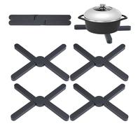 4 Pièces Pliable Dessous De Plat Silicone,Tapis Silicone Résistants à Chaleur,Silicone Dessous de Plat Pliable,Dessous de Plat Pliables en Silicone,Dessous de Plat en Silicone pour Pot,Plats,Assiettes