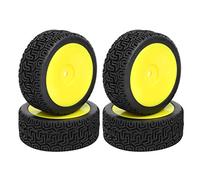 VGEBY 4 pièces Pneu de véhicule RC, Accessoire de Remplacement de Roues de Pneu de Couleur Plate de Voiture 1/10 RC Compatible avec la Voiture RC Haute Vitesse HSP HPI(Jaune)