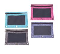 4 Pièces Pochette à Feuilles Mobiles B5 à 3 Trous | Tissu Oxford et Pvc, Fermeture Éclair Pratique, pour Factures et Cartes Nominatives, Accessoire de Bureau