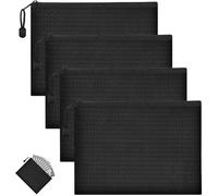 4 Pièces Pochette Billet de Banque, 24x18cm Portefeuille D'enveloppe de Trésorerie, A5 Pochette de Dépôt Bancaire avec Fermeture Éclair, Pochettes Argent en Oxford pour la Maison, le Travail, L'école