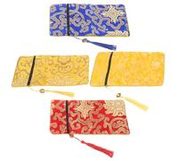 4 Pièces Pochette Bouddhiste en Brocart Dragon, Double Couche