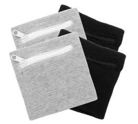 4 Pièces Pochette de Poignet Zippée Respirante | Polyester Coton, Fermeture Sécurisée et Serrage Ajustable, pour Pièces et Cartes D'identité