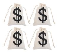 4 Pièces Pochette en Toile à Cordon pour Modèle 16x22 Cm, Beige | Style Pirate Trésor, Fermeture à Cordon, pour Accessoires de Fête et Usage Domestique