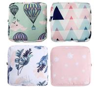 4 Pièces Pochette Menstruelle Lavable en Coton | Format Portable, Se Glisse Paquet à Main ou Paquet à Dos, Usage Polyvalent pour Femmes