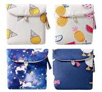 4 Pièces Pochette pour Serviette Hygiénique en Coton, Légère | Design Simple et Mode, Format Compact pour Femmes, pour Rangement Discret au Quotidien