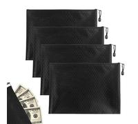 4 pièces pochettes A5 en tissu Oxford étanches avec fermeture éclair,Pochette Bancaire Noir,Sac De Banque,Pochette Plate à Main,pour Stocker Documents,Magazines,Livres,Clés