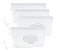 4 Pièces Pochettes de Lingettes Humides, Sac à Lingettes Mouillées Portable, Distributeur Pochette Boîte de Rangement de Lingettes Humides Réutilisable pour Bébé Lingettes (Clear Pattern)