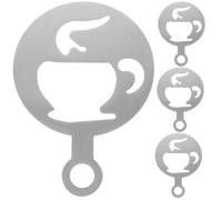 4 Pièces Pochoirs à Cappuccino Soi-même en Acier Inoxydable | Latte Art, Motifs Décoratifs, Usage Professionnel, Portable, Argenté, pour Cupcake et Cappuccino