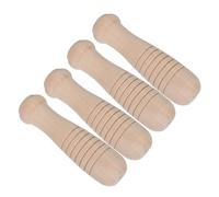4 Pièces Poignée de Rechange en Bois, Manche Court sans Trou | Surface Lisse, Bois Non Finition, Résiste à Déformation Ruptures, pour Brosses et Plats