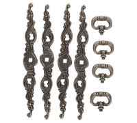 4 Pièces Poignées de Meuble Vintage Style Européen Classique Rétro | Effet Bronze Vieilli Unique, Installation Facile, Contours Arrondis, pour Meubles Anciens et Villas