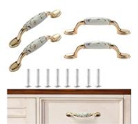 4 Pièces Poignées de Porte de Meuble en Céramique, Poignée de Tiroir en Alliage de Zinc, Poignées de Placard de Cuisine, pour Cuisines Salles de Bains Commodes Bureaux Tiroirs(Distance du Trou: 96mm)