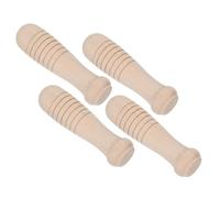 4 Pièces Poignées de Remplacement Ergonomiques sans Trou 10 CM | Surface Bois Lisse Naturelle, Compatible Brosse Grill, Usage Barbecue Extérieur, Entretien Facile